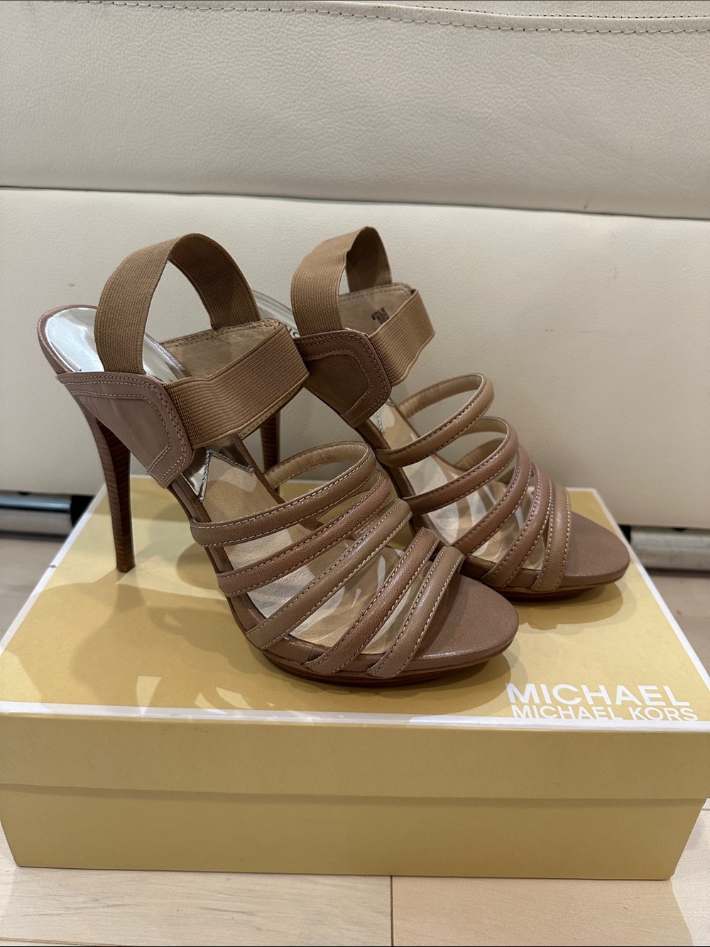 Michael Kors Taupe Strappy High Heel Sandals